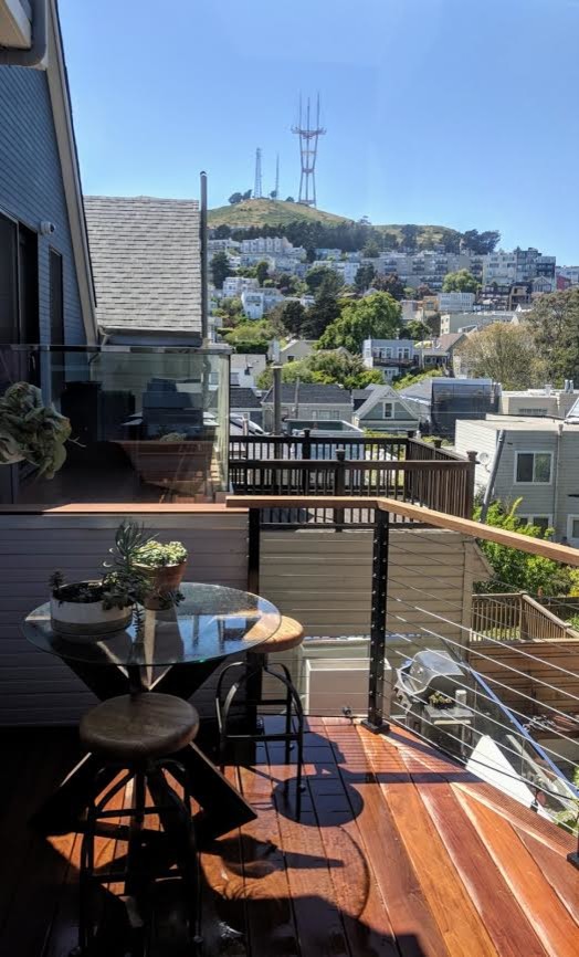 Deck - mid-sized zen backyard deck idea in San Francisco with no cover