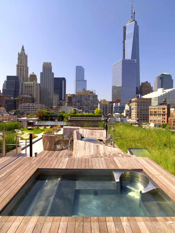 This is an example of a medium sized contemporary roof rooftop terrace in New York.