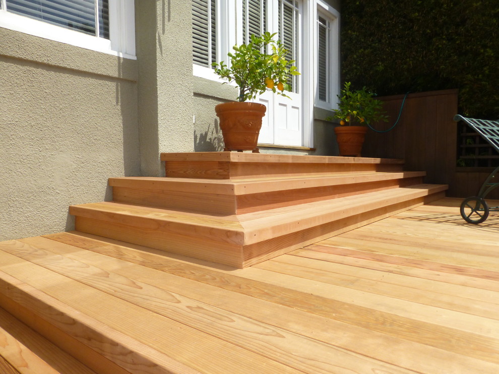 Stunning kiln dried clear redwood deck in Berkeley Staircase San