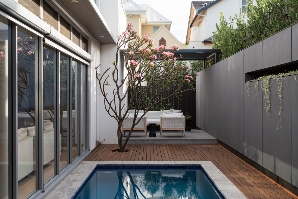 Design ideas for a contemporary terrace in Perth with no cover.