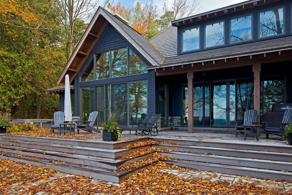 Example of a mountain style deck design in Toronto with no cover