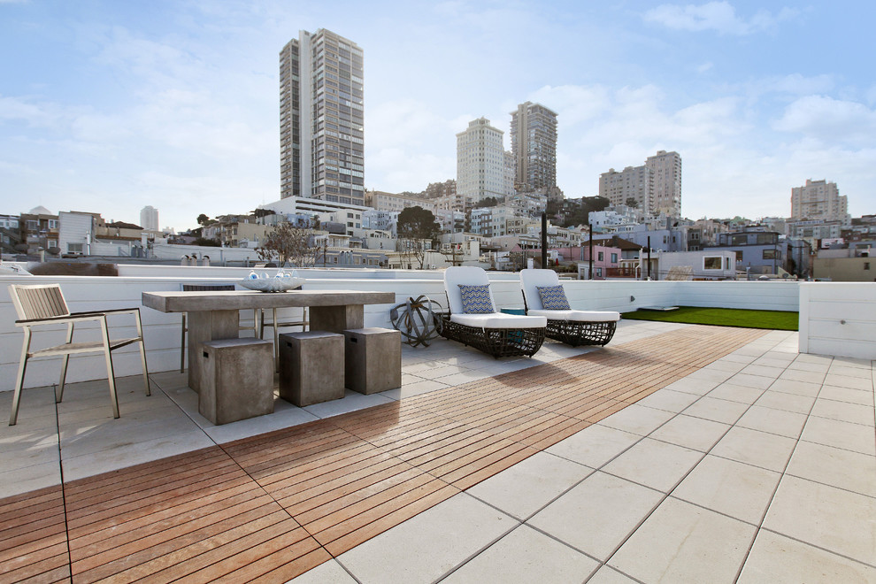 Inspiration for an expansive contemporary roof rooftop terrace in San Francisco with no cover.