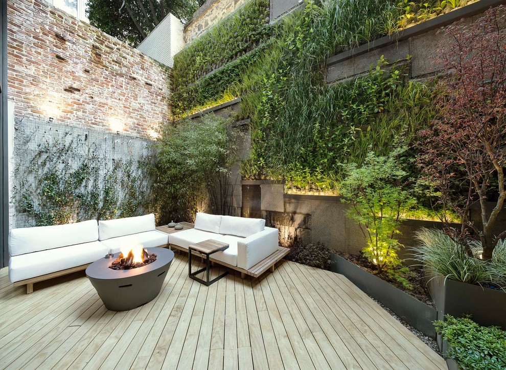 Foto de terraza actual sin cubierta con jardín vertical