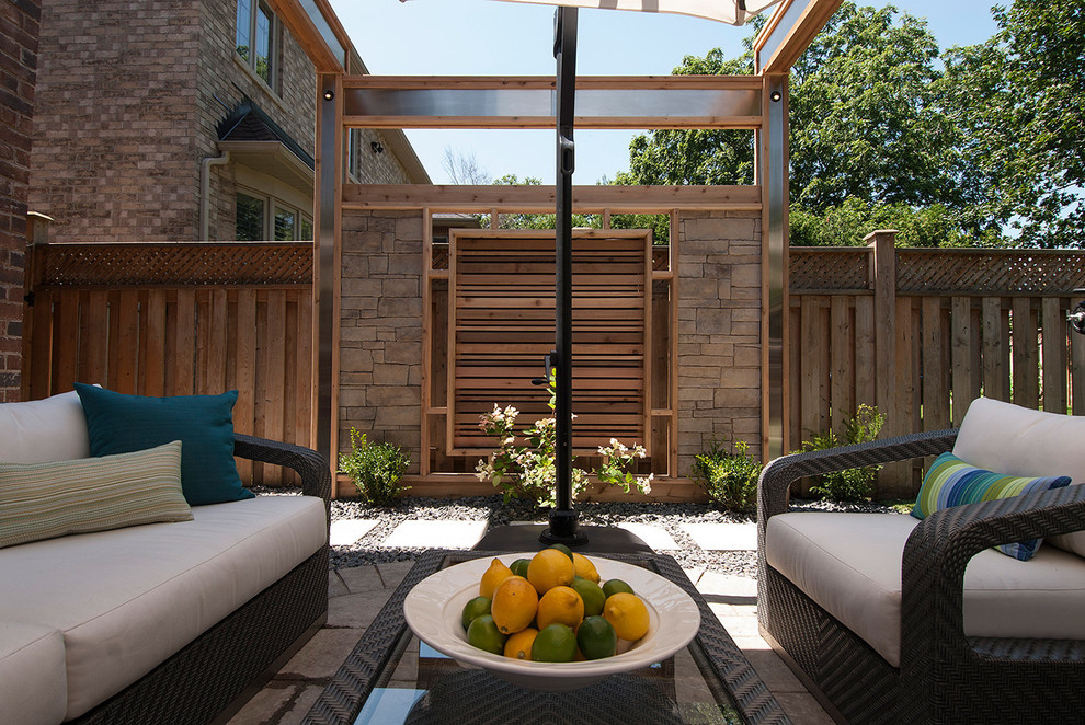 Inspiration for a mid-sized timeless backyard outdoor kitchen deck remodel in Toronto with no cover