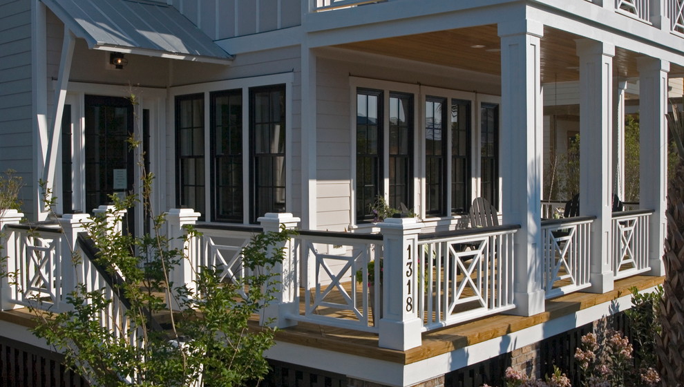 Example of a beach style deck design in Atlanta