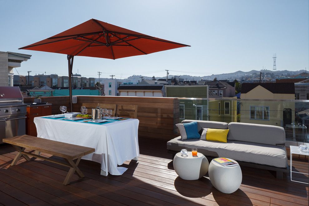Design ideas for a contemporary roof rooftop terrace in San Francisco.