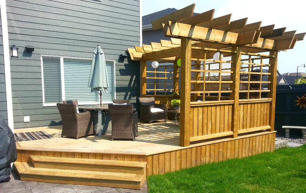 Treated Deck with Custom Privacy Screen and Pergola Craftsman Deck