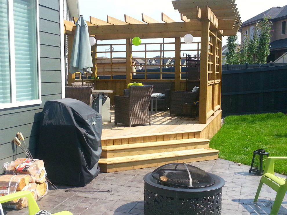 Treated Deck with Custom Privacy Screen and Pergola Craftsman Deck