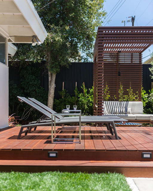 Trellis & Deck Area Northwest View Contemporary Terrace Los Angeles by Kurt Krueger