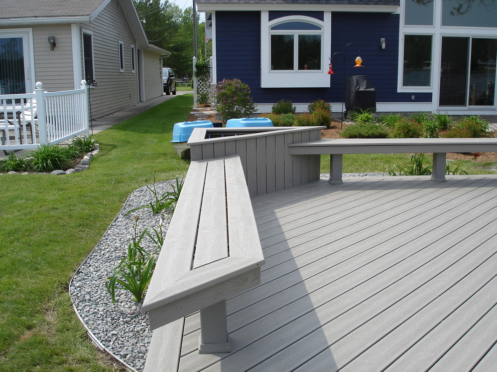 Trex deck with benches and planters Beach Style Deck Other by