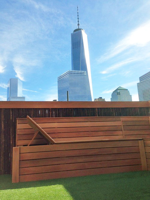 Tribeca Rooftop Deck With Custom Planter Benches Bamboo Fencing And