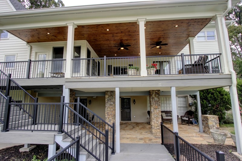 Upper / Lower Stone Patio Deck & Porch Contemporary Deck Atlanta