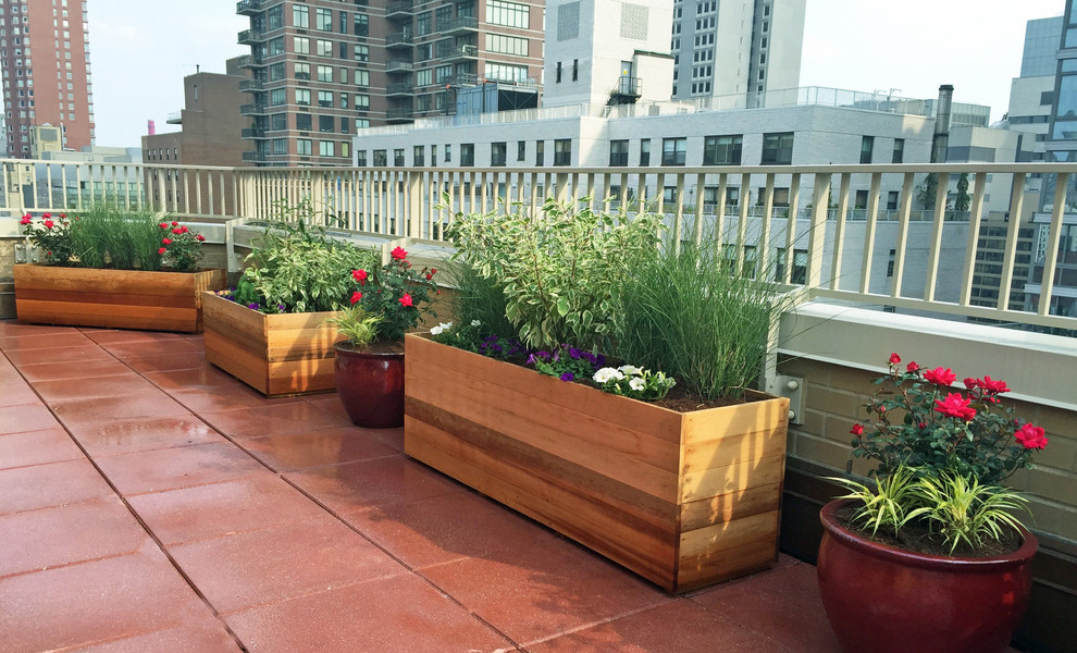 Upper West Side Rooftop Terrace with Custom Planter Boxes and Bench