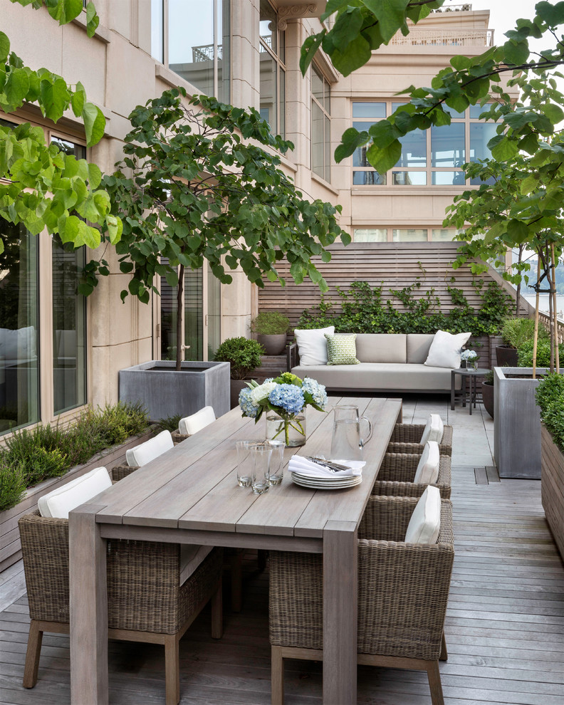Deck - transitional deck idea in New York with no cover