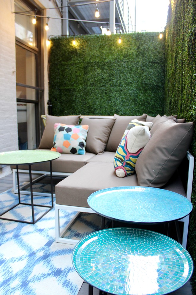 Design ideas for a small bohemian roof terrace in New York with no cover.