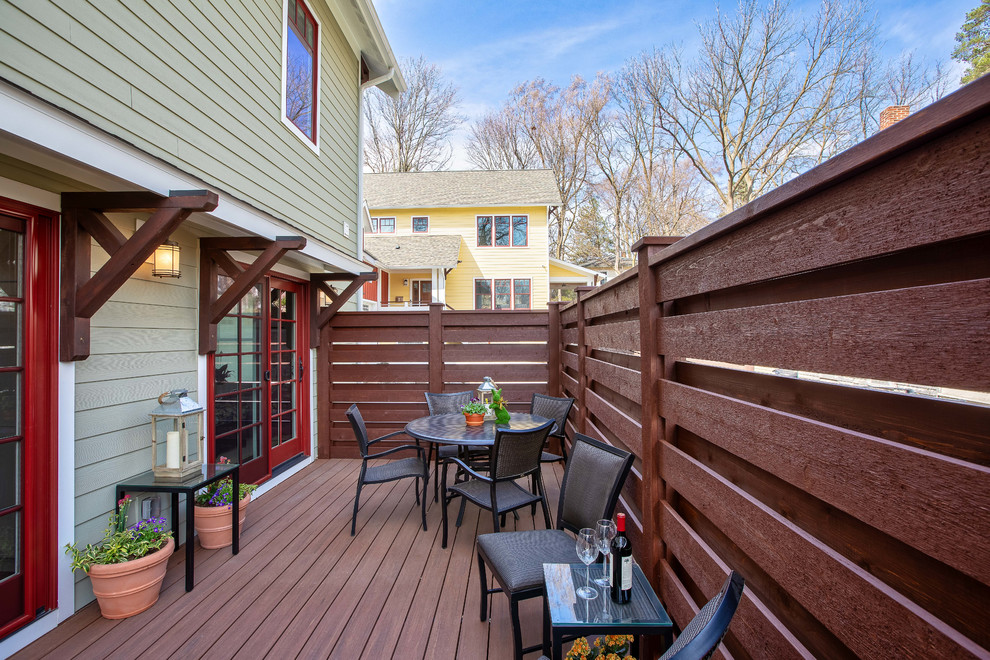 Deck - mid-sized craftsman side yard deck idea in Detroit with no cover