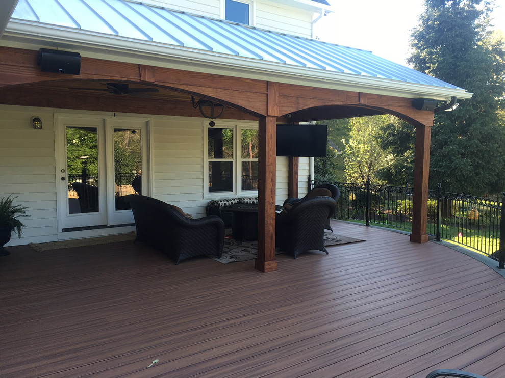 Waxhaw NC Round Trex Deck and Open Porch with Metal Roof Traditional