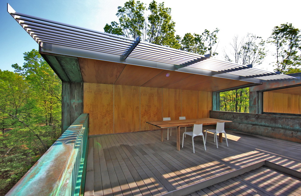 Diseño de terraza moderna con pérgola