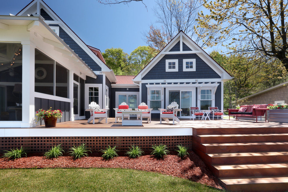Imagen de terraza de estilo americano grande sin cubierta con jardín de macetas