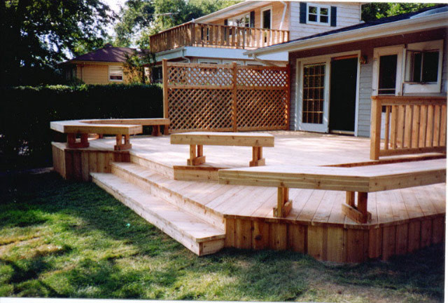 Wood Deck with Built-in Seating - Rustic - Deck - Chicago - by Bob ...