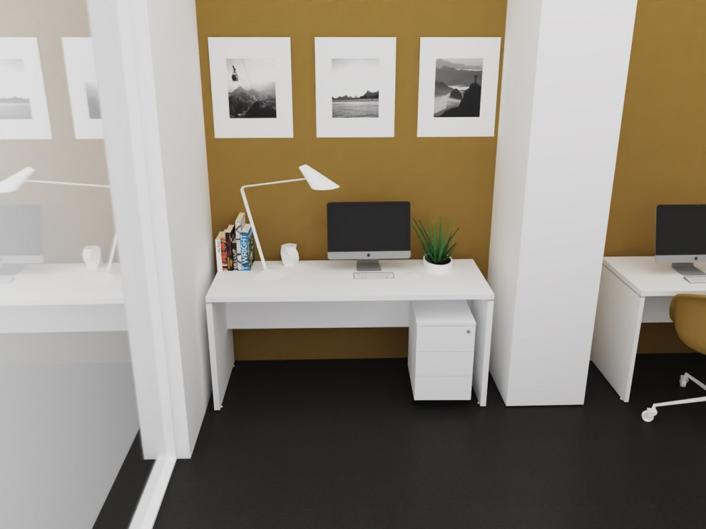 Esempio di un piccolo ufficio moderno con scrivania autoportante