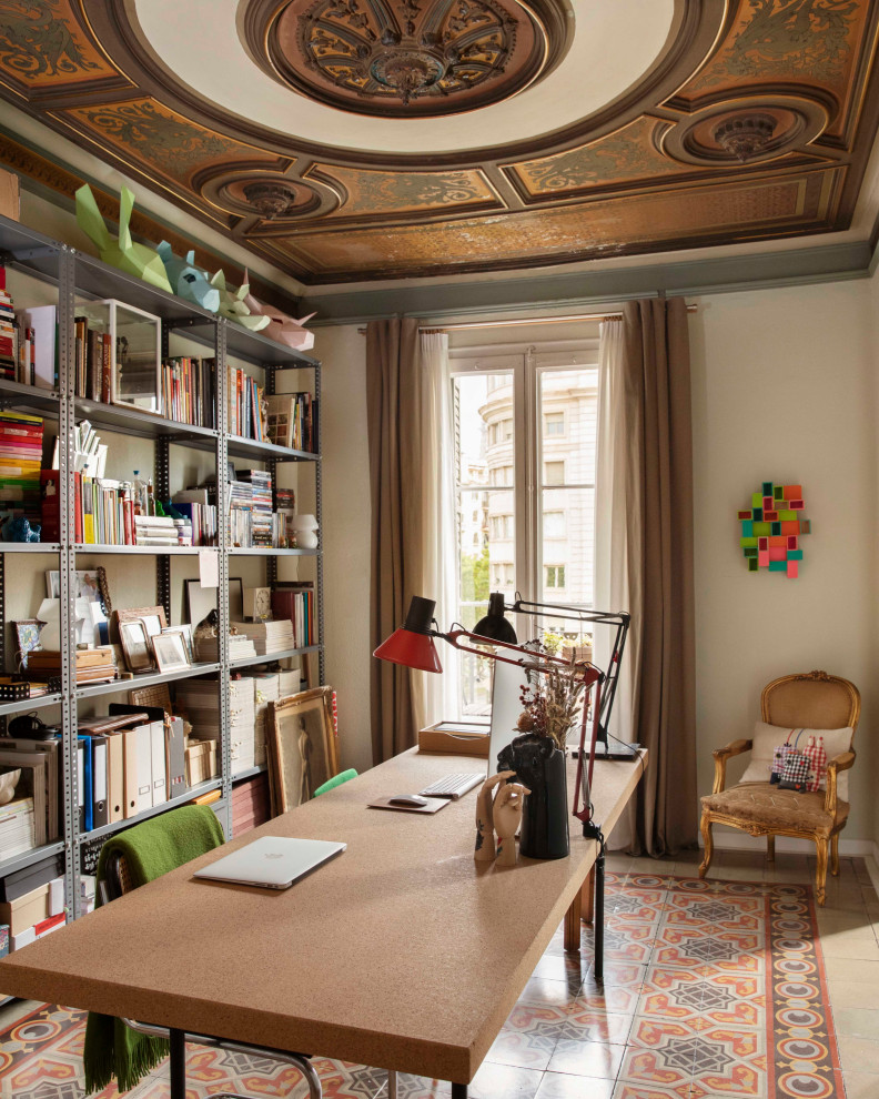 Inspiration for an eclectic home office remodel in Barcelona