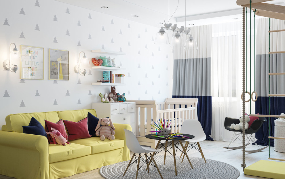 Design ideas for a contemporary kids' bedroom in Moscow.