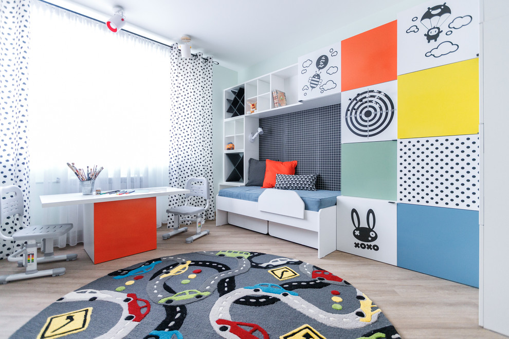 Свежая идея для дизайна: детская среднего размера в современном стиле с спальным местом - отличное фото интерьера