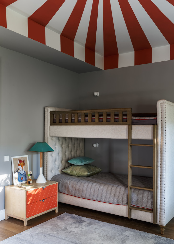 Стильный дизайн: детская в стиле неоклассика (современная классика) с спальным местом для двоих детей - последний тренд