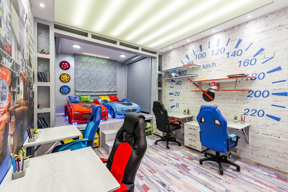 Cette image montre une chambre d'enfant urbaine.