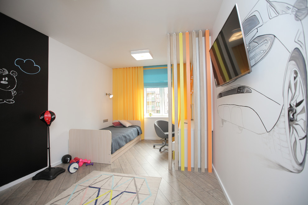 This is an example of a medium sized contemporary kids' bedroom in Other.