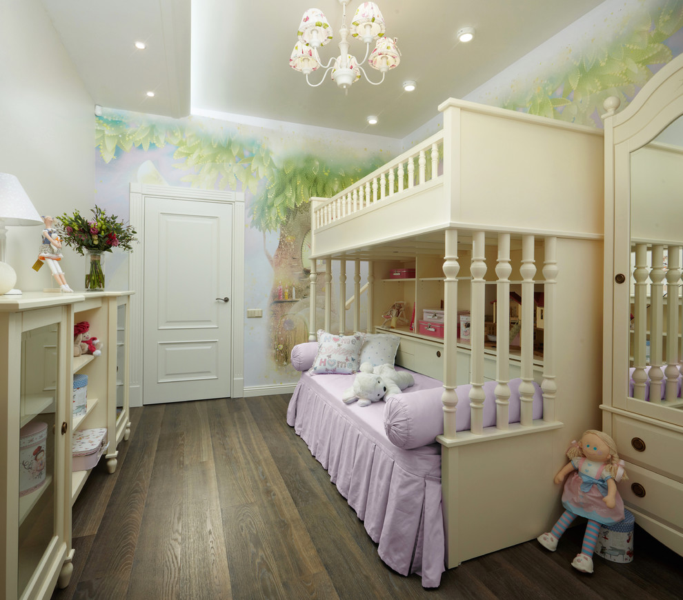Idéer för att renovera ett mellanstort vintage barnrum kombinerat med sovrum och för 4-10-åringar