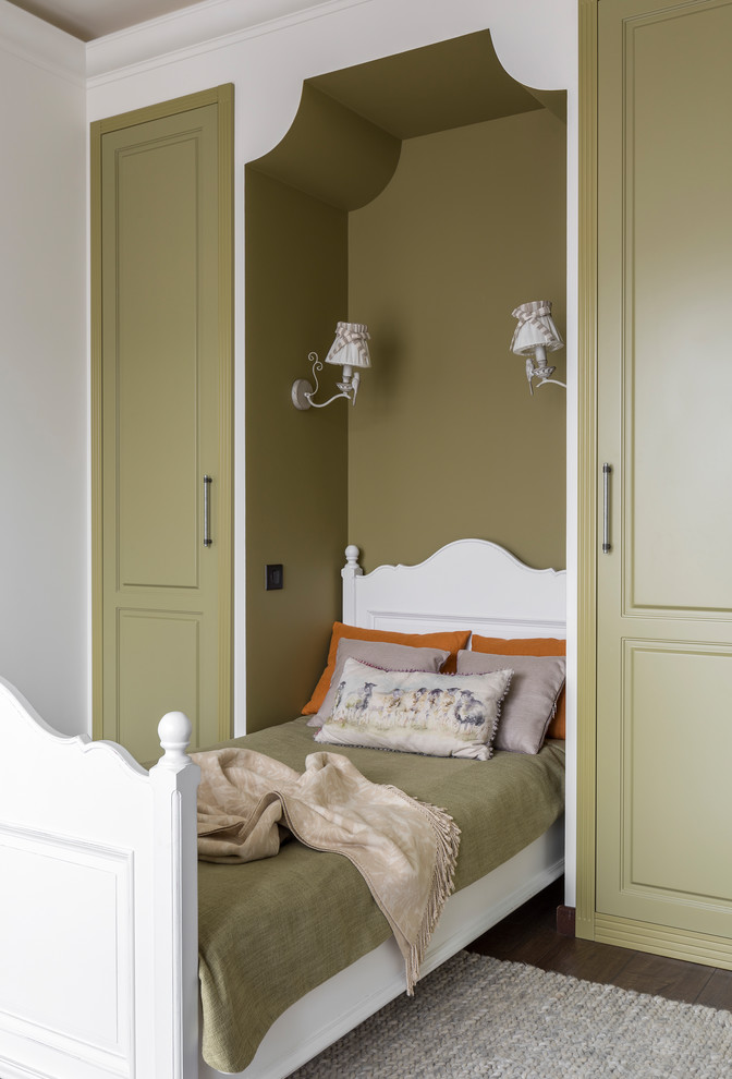 Idéer för att renovera ett mellanstort lantligt flickrum kombinerat med sovrum, med vita väggar