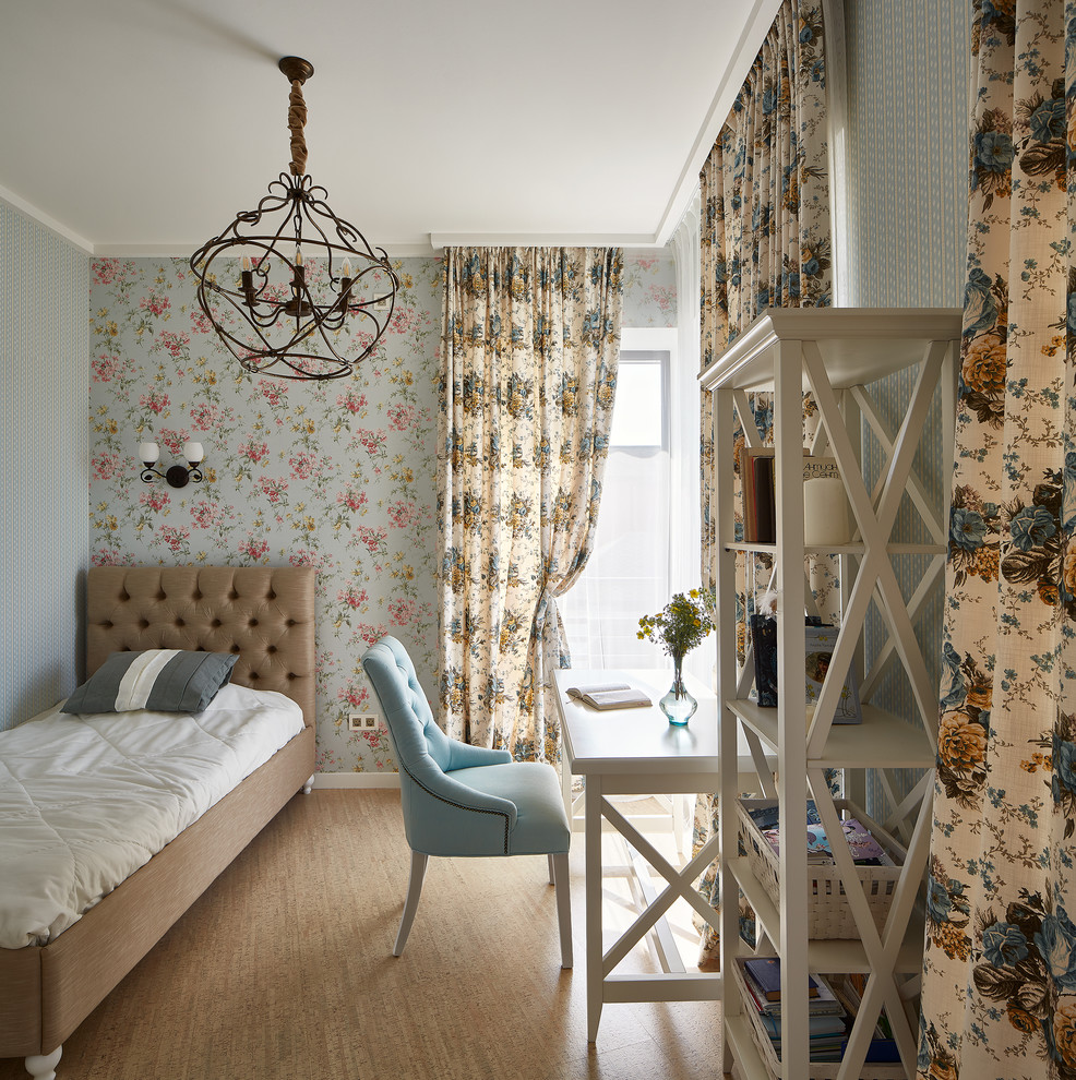 Example of a classic girl beige floor kids' room design in Yekaterinburg