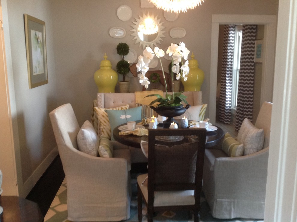 Example of an eclectic dining room design in Houston
