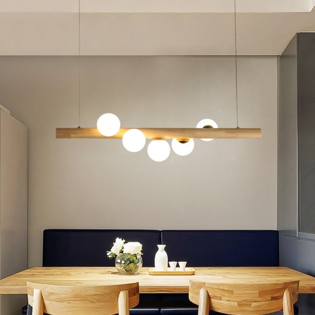 $215.99Tram Contemporary Linear Pendant Light Glass Globe 5-Light Kitchen  Island - Modern - Dining Room - Other - by HOMARY LIMITED | Houzz