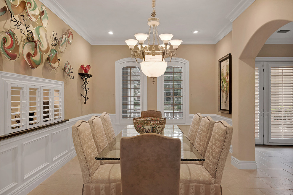 Photo of a classic kitchen/dining room in Miami with no fireplace.