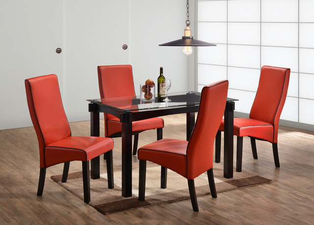 5 Piece Cappuccino Wood Glass Kitchen Dinette Dining Table 4