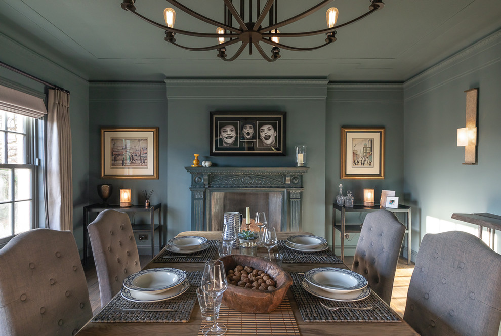 Example of a transitional dining room design in Buckinghamshire