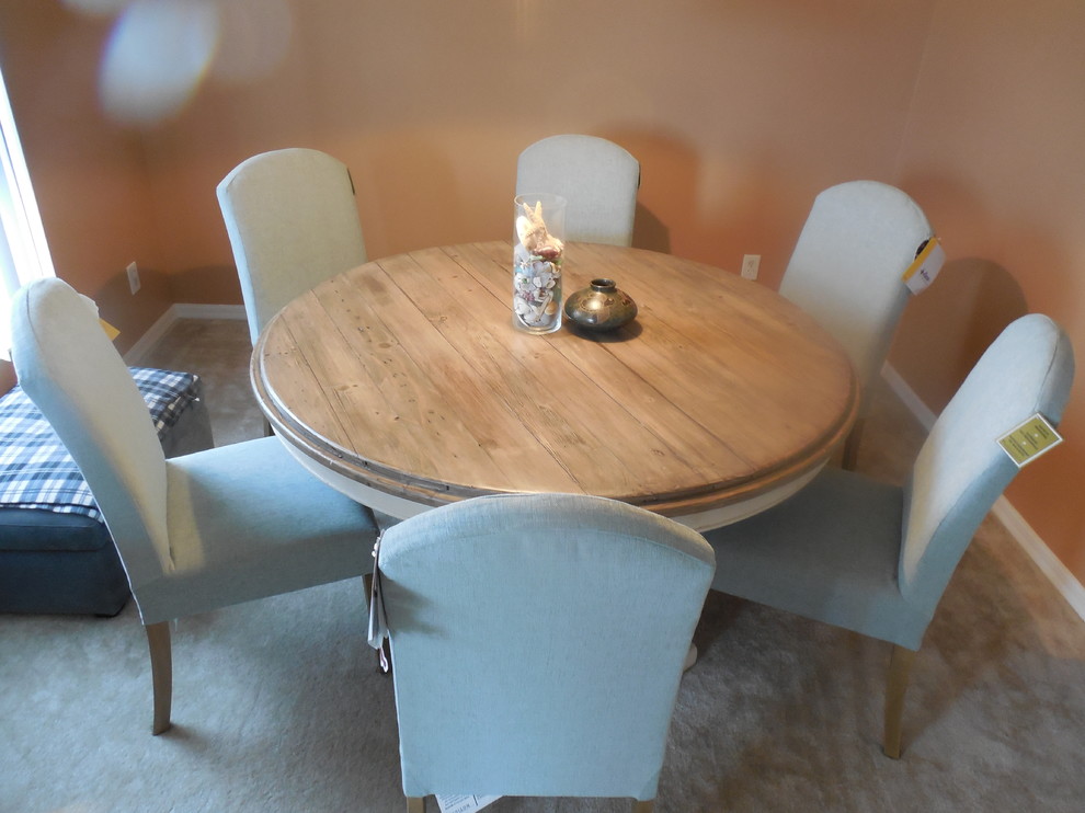 60" ROUND DINING TABLE WITH PARSON CHAIRS - Beach Style - Dining Room ...