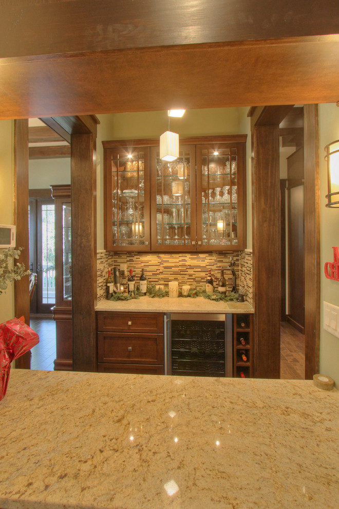 Arts and crafts dark wood floor dining room photo in Atlanta