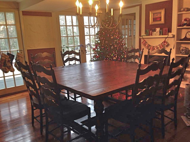 Square trestle dining table outlet