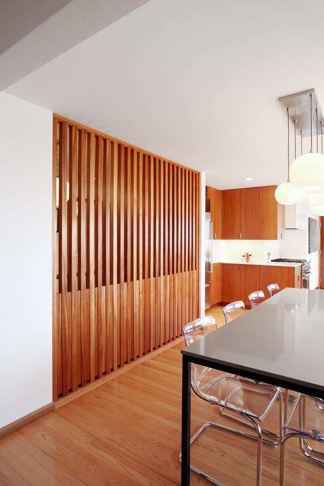 Inspiration for a midcentury dining room in Seattle.