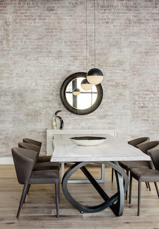 Inspiration for an industrial dining room remodel in New York
