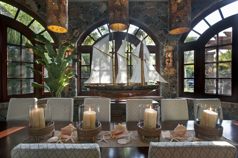 Mid-sized island style dining room photo in Other