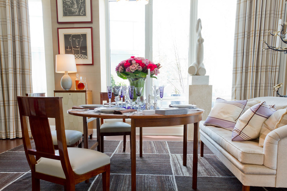 Dining room - contemporary dining room idea in New York with beige walls