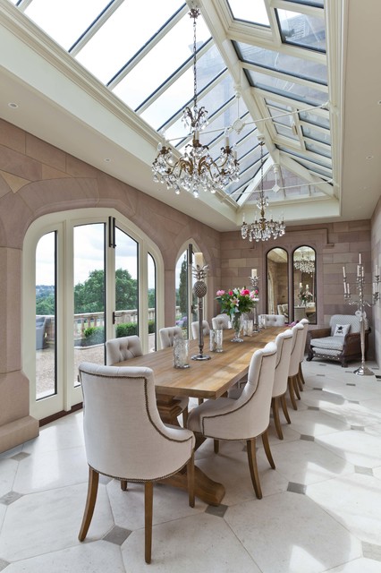 This orangery creates a classy dining room with spectacular views ...