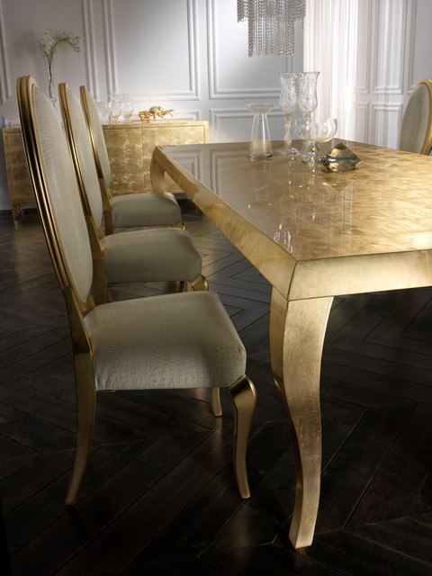 Alligator Embossed Leather Chairs and Gold Leaf Dining Table Set -  Contemporary - Dining Room - London - by Juliettes Interiors Ltd | Houzz UK