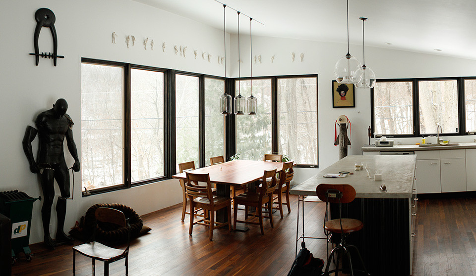 Minimalist dining room photo in New York