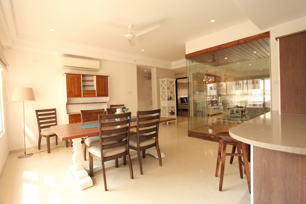 Trendy dining room photo in Hyderabad